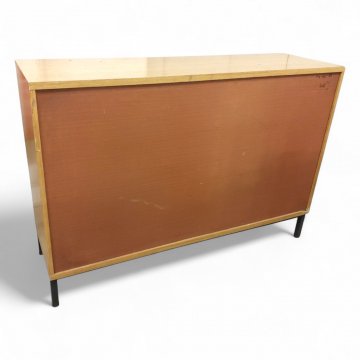 Sideboard, Eichedekor, 2 Schiebetüten, Metallgestell quadr. schwarz, B129xT40xH90