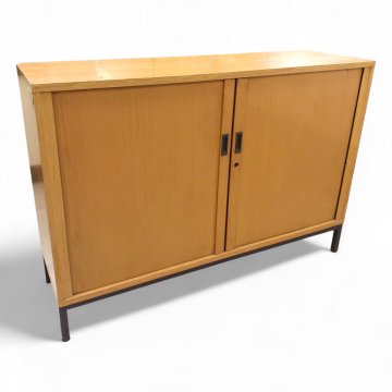 Sideboard, Eichedekor, 2 Schiebetüten, Metallgestell quadr. schwarz, B129xT40xH90