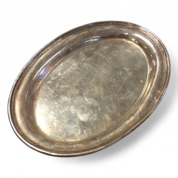 Tablett PLAIN FINK, versilbert, oval hoher Rand, 23x16