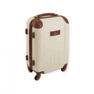 Koffer, BERLIN, beige, ABS, Volumen 39 Liter, 4  Leichtlaufrollen, Teleskop-Trolleygriff