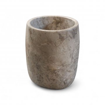 Zahnputzbecher, Naturstein, beige/grau 