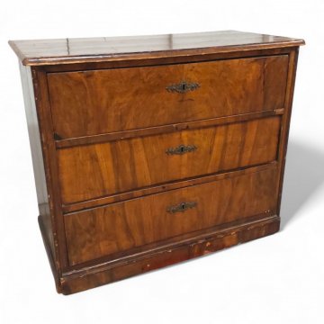 Kommode JHW Wurzelfurnier, 3 Schübe, Bronzebeschläge, 90x44x75 cm
