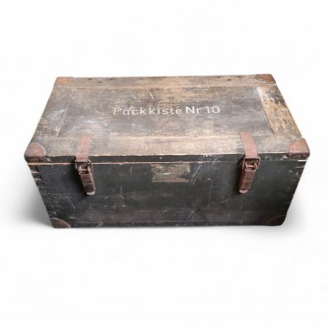 Holzkiste mit Deckel,beschriftet Packkiste Nr.10, grün/braun 75x40x30cm 