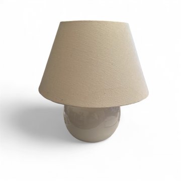 Nachttischlampe, Porzellan Kugelform, konischer Schirm