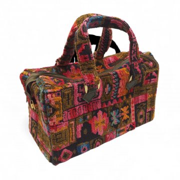 Handtasche / kleine Reisetasche aus Teppichstoff, Vintage
