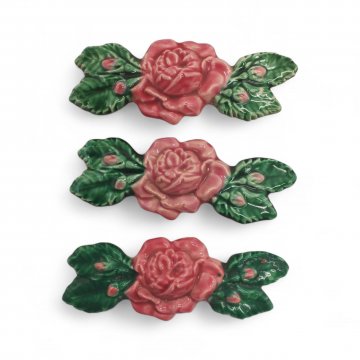 Wanddeko, Rosen mit grünen Blättern, Keramik