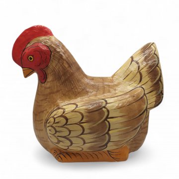 Henne, Pappmache, bunt, 40cm