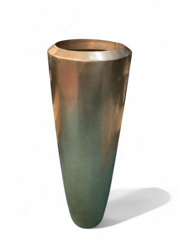 Bodenvase, Fiberglas, Blattsilber, Blattgold patiniert, Ø45cm, 120cm