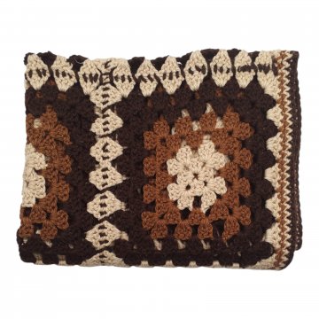 Häkeldecke 85x130cm, braun/creme/hellbraun, Granny Square, retro