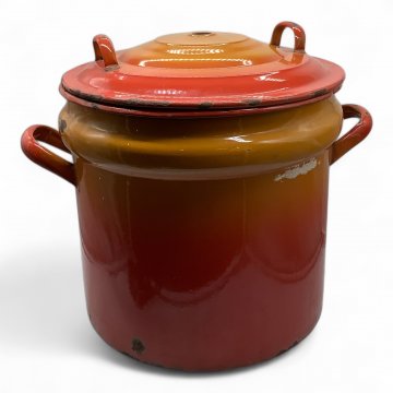 Kochtopf, Einmachkochtopf, XXL, Emalliert,  orange rot