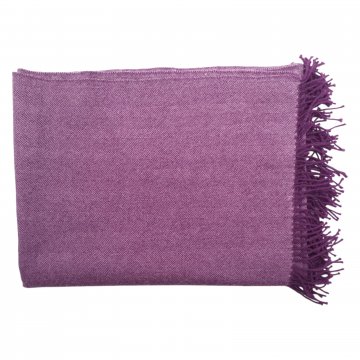 Wollplaid 130x170, violett, Fischgretmuster, Babyalpaca, dünne gedrehte Fransen