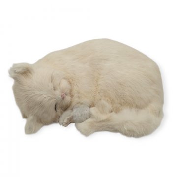 Realistische Katze, Nachbildung, weißes Fell, schlafend