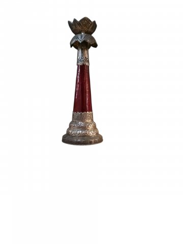 Kerzenleuchter, Glassäule rot, Silberverzierungen, 32cm hoch
