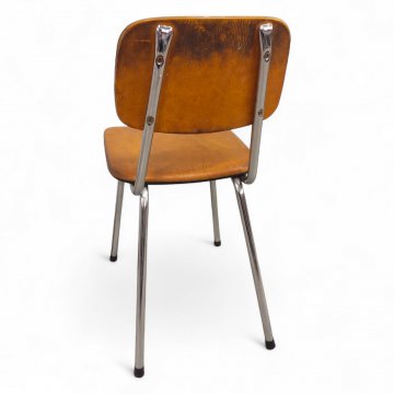 Küchenstuhl, Stahlrohrgestell, Sitz u. Rücken Kunstleder h´braun