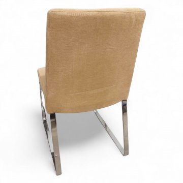 Stuhl CALLIGARIS, Sitz und Rücken sandbeige, gerader Rücken, Chromkufengestell