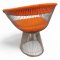 Sessel, PLATNER, Chromgitterschale, halbrund, Sitz u. Rücken Stoff orange, B70xT50xH70