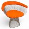 Sessel, PLATNER, Chromgitterschale, halbrund, Sitz u. Rücken Stoff orange, B70xT50xH70