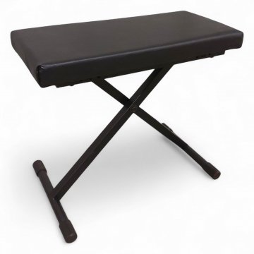 Keyboardhocker, gekreuztes Metallgestell schwarz, Sitzpolster Kunstleder schwarz, Höhenverstellbar B53xT25xH47