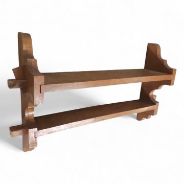 Wandbord Eiche rustikal, 2 Ablagen, seitlich verzapft, B55xT12xH32