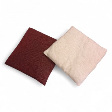 Kissen, gewebt, grob, rot, hellbeige, 50x50