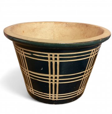 Übertopf 26H creme-blau Karomuster