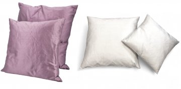 Kissen Seide, flieder, weiß, 40x40, 50x50