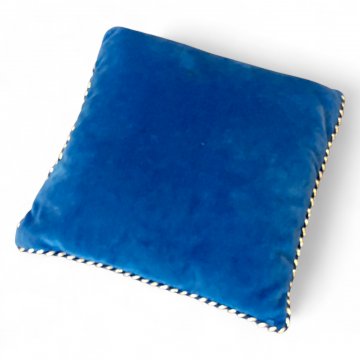 Kissen, Samt blau, Kordelkante, L30xB30