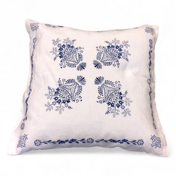 Kissen, Leinen weiß, Zwiebelmuster, 40x40