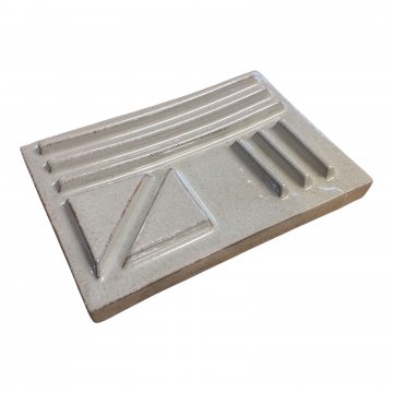 Wandkachel, Relief 60er Jahre Desgin, grau glänzend lasiert, B