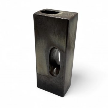 P- Vase, Keramik, braun / beige, Quaderform mit Loch, matt / glänzend lasiert, 23,5x6x9,5cm