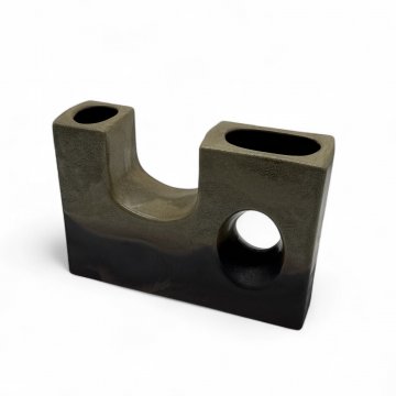 P- Vase, Keramik, braun / beige, Quaderform mit Löchern, matt / glänzend lasiert, 20x6x14cm