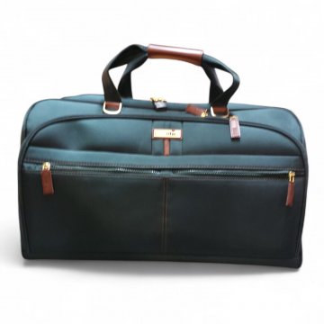 P- Weekender, dunkelgrün, Gewebestoff, Lederapplikationen, 55x30x30cm, STRATIC