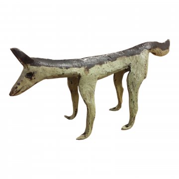 Figur, Fuchs/Hund, Metall mit Patina