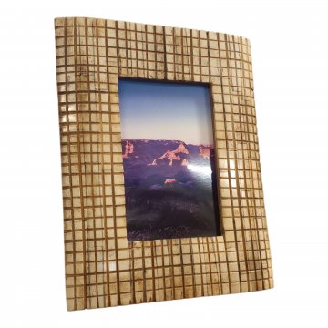 Bilderrahmen, Holz, Karomuster, mit Aufsteller, 13 x 18 cm