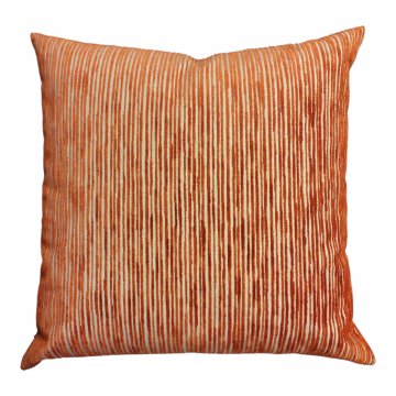 Kissen 57x57cm, beige, orange farbene Linien aus Chenille