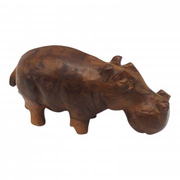 Figur, Nilpferd, geschnitzt aus Wurzelholz