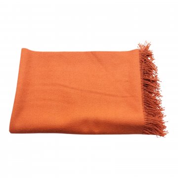 Wollplaid 132x180, terracotta, Babyalpaca, leicht, dünne Fransen