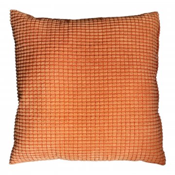 Kissen 50x50cm, Chenille, Orange, hoch tief muster, kleine rechtsecke 