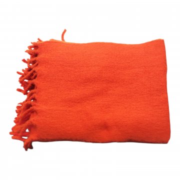 Plaid 130x170, orange, Wollmischung mit Franzen