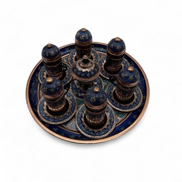 Zuckertopf mit Deckel, Kupfer, bunt bemalt, Arabisch, Ø 7,5cm, 12cm hoch