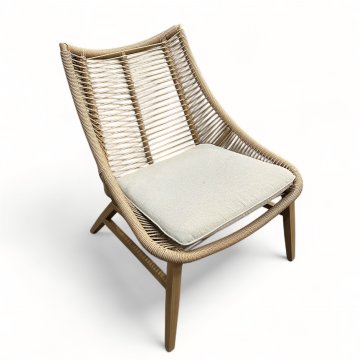 Loungesessel, Garten, Sitzkissen beige, gestäbt