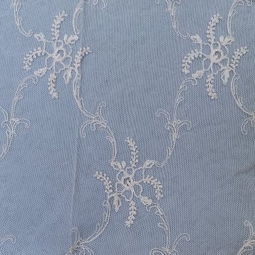 Florentiner 250x165 dunkelcreme, Tüllrüsche unten, ohne Gardinenband und seitl. Saum