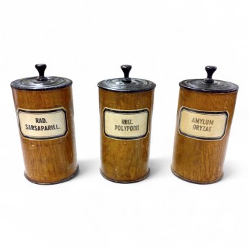 Apothekerdose, Pappe, Holz Dekor, Deckel schwarz