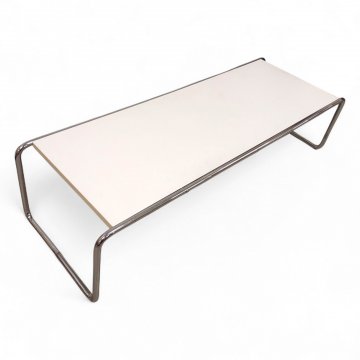 Couchtisch Chromkufengestell, K.stoffplatte weiß, L136xB48xH34