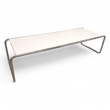 Couchtisch Chromkufengestell, K.stoffplatte weiß, L136xB48xH34