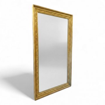 Spiegel, gold, Profilrahmen mit K.stoffornamenten verziert, 220x120