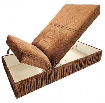 Liege, BENJI, brauner stoff, 2 lose Kissen, 96x200cm, h 44cm