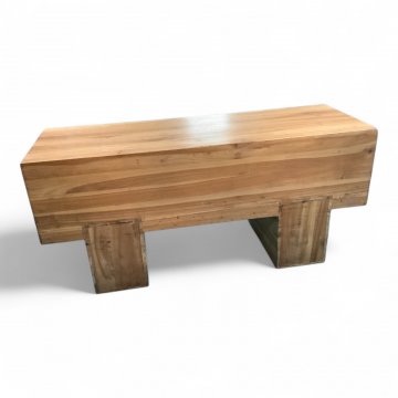 Bank, Blockform, Holz, H: 45cm