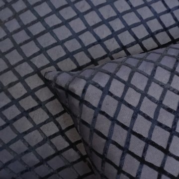 Kissen 50x50 Waschsamt/Ausbrenner, schwarz, Gittermuster