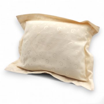 Kissen, Baumwolle, Schneckenmuster beige, blau mit Rand, 45x55